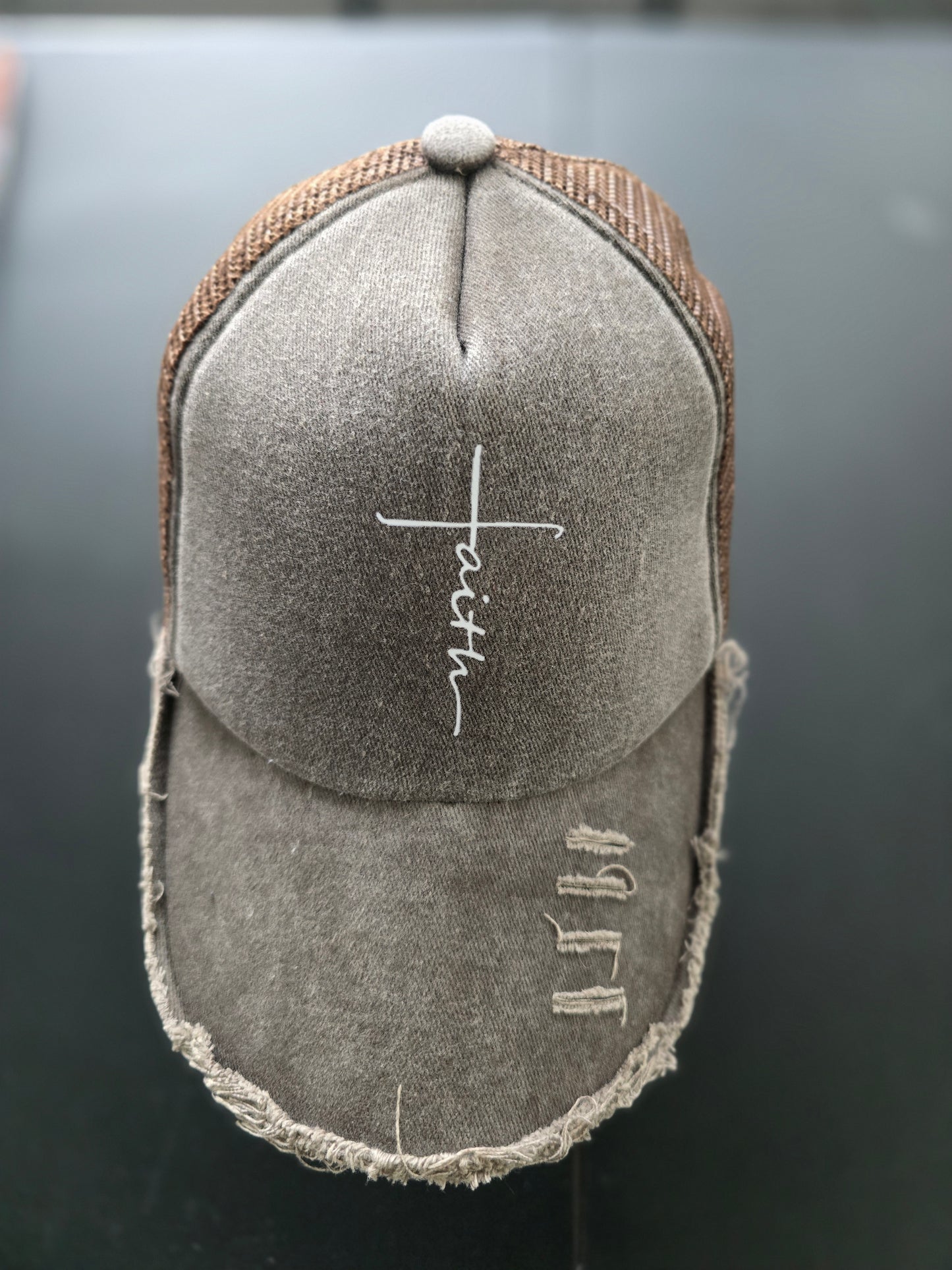 Hat - Baseball Cap (Brown w/ Faith)
