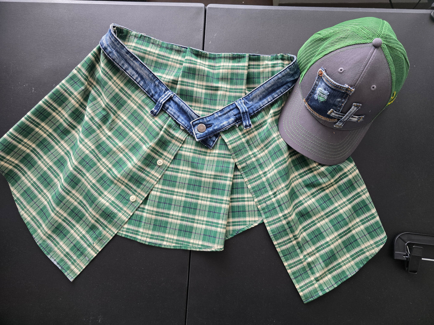 Combo - Baseball Cap with Tail Shirt (JohnDeere Denin Pocket Hat w/ Belt Denin Tail Shirt) --- *** Items Sold Separately ***