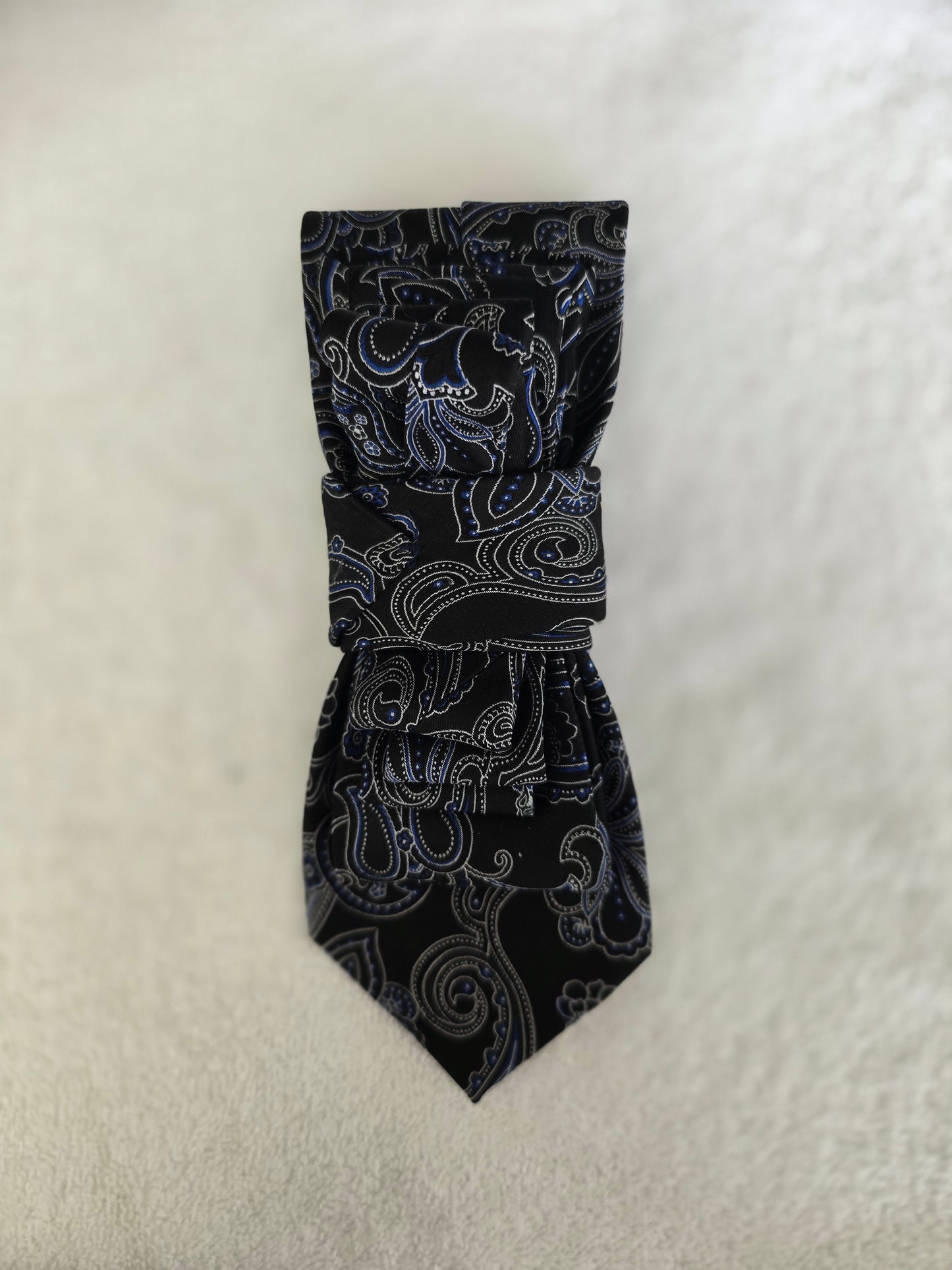 Tie Ladies Black, Blue, and Silver Paisley