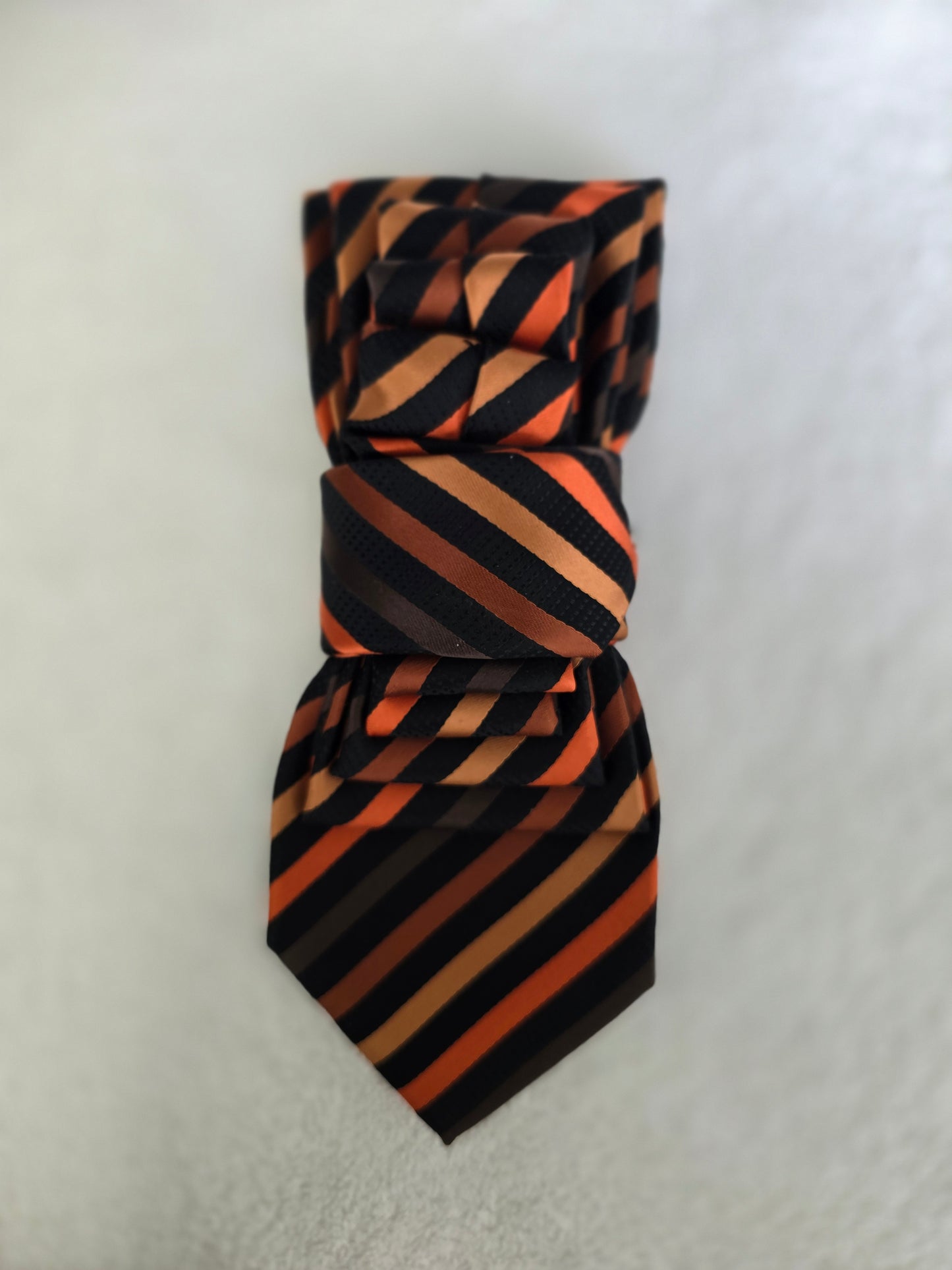 Tie Ladies Black with Three Shades of Orange Stripe
