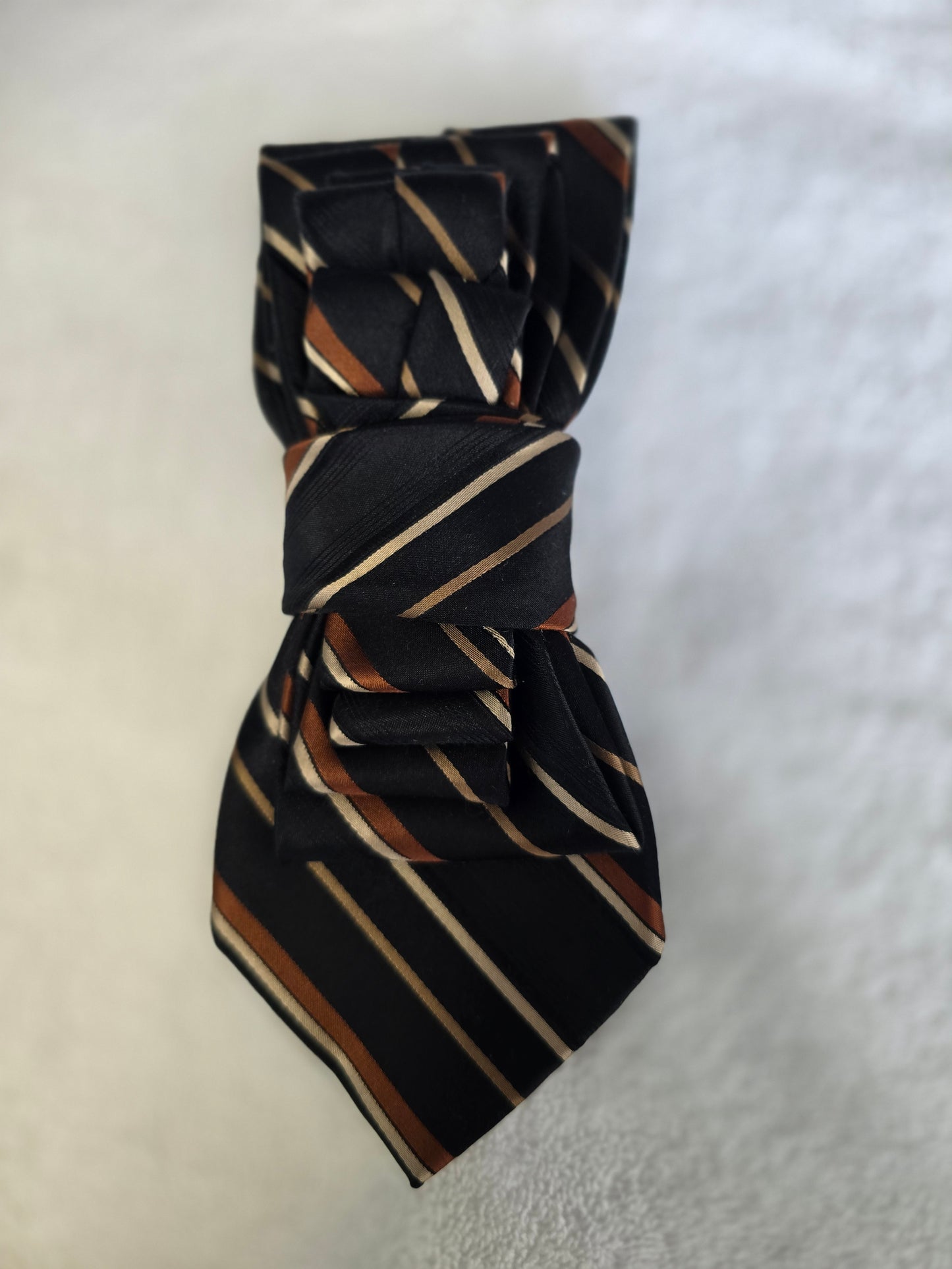 Tie Ladies Black with Bronze and Tan Stripes