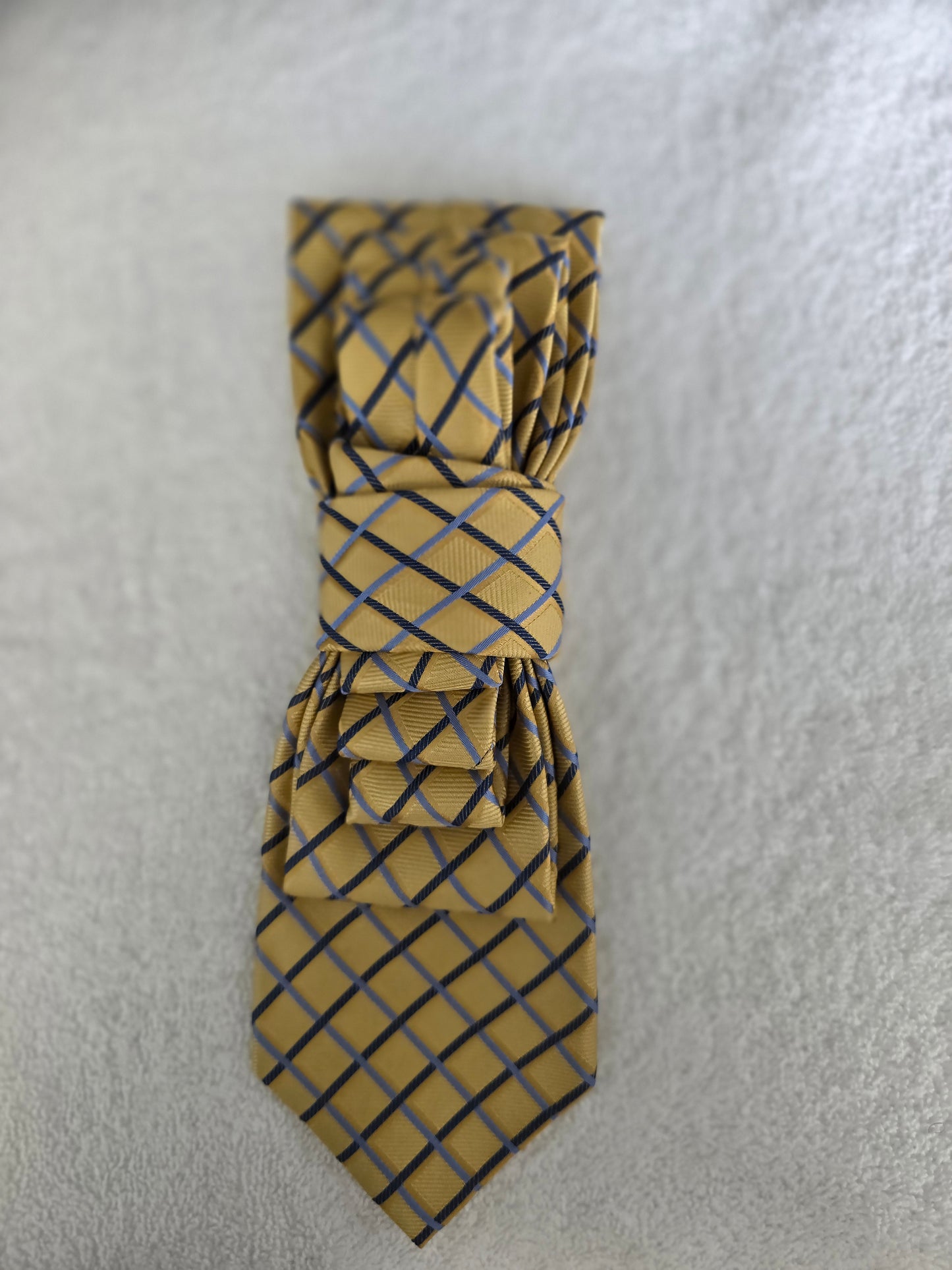 Tie Ladies Gold with Navy Light Blue Stripes