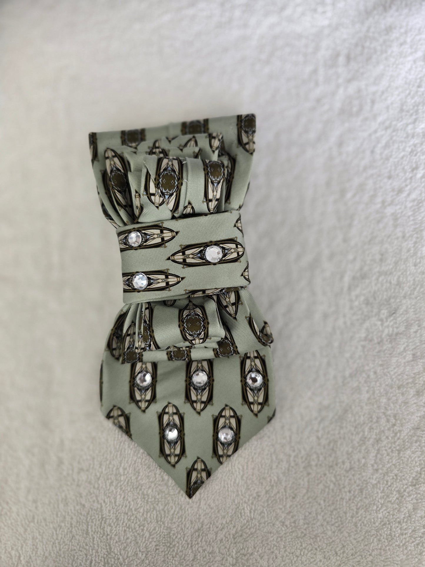 Tie Ladies Mint Hunter Green Rhine Stone