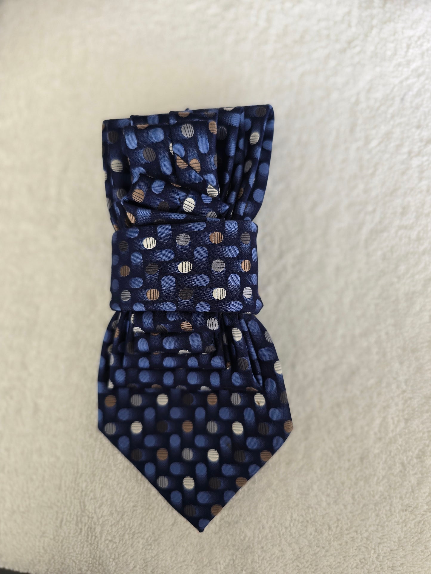 Tie Ladies Royal Blue Silver and Tan Dots