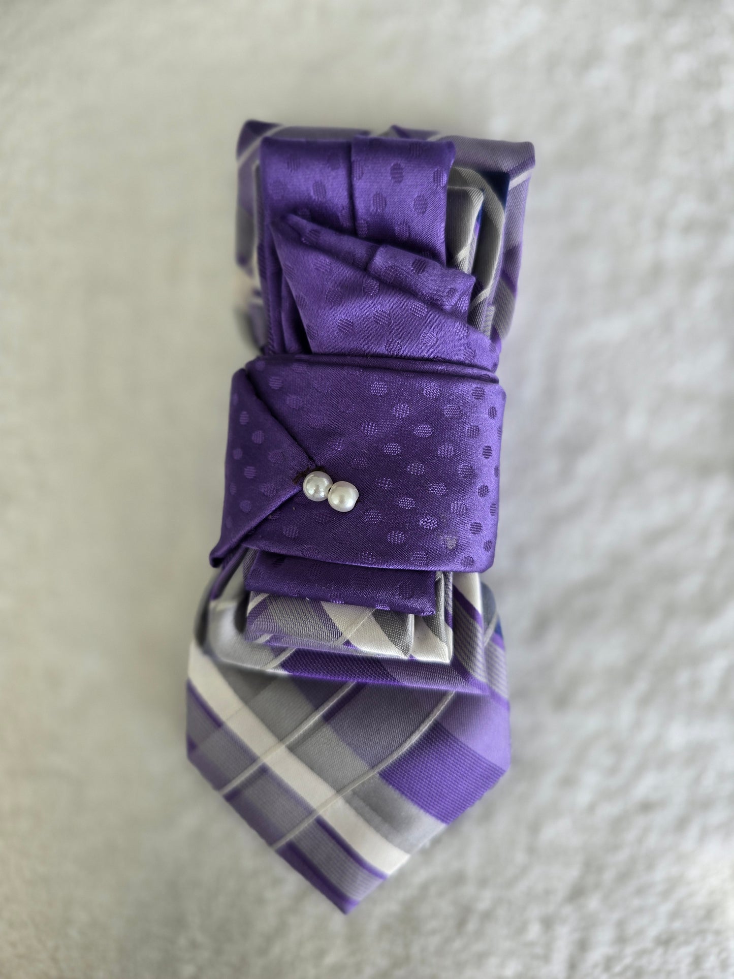 Tie Ladies Royal Purple Gray Perry Ellis