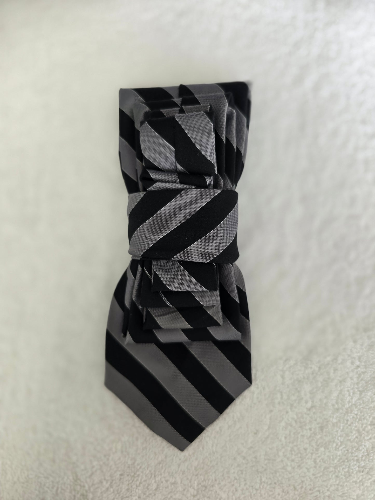 Tie Ladies Silver Navy Blue Stripe