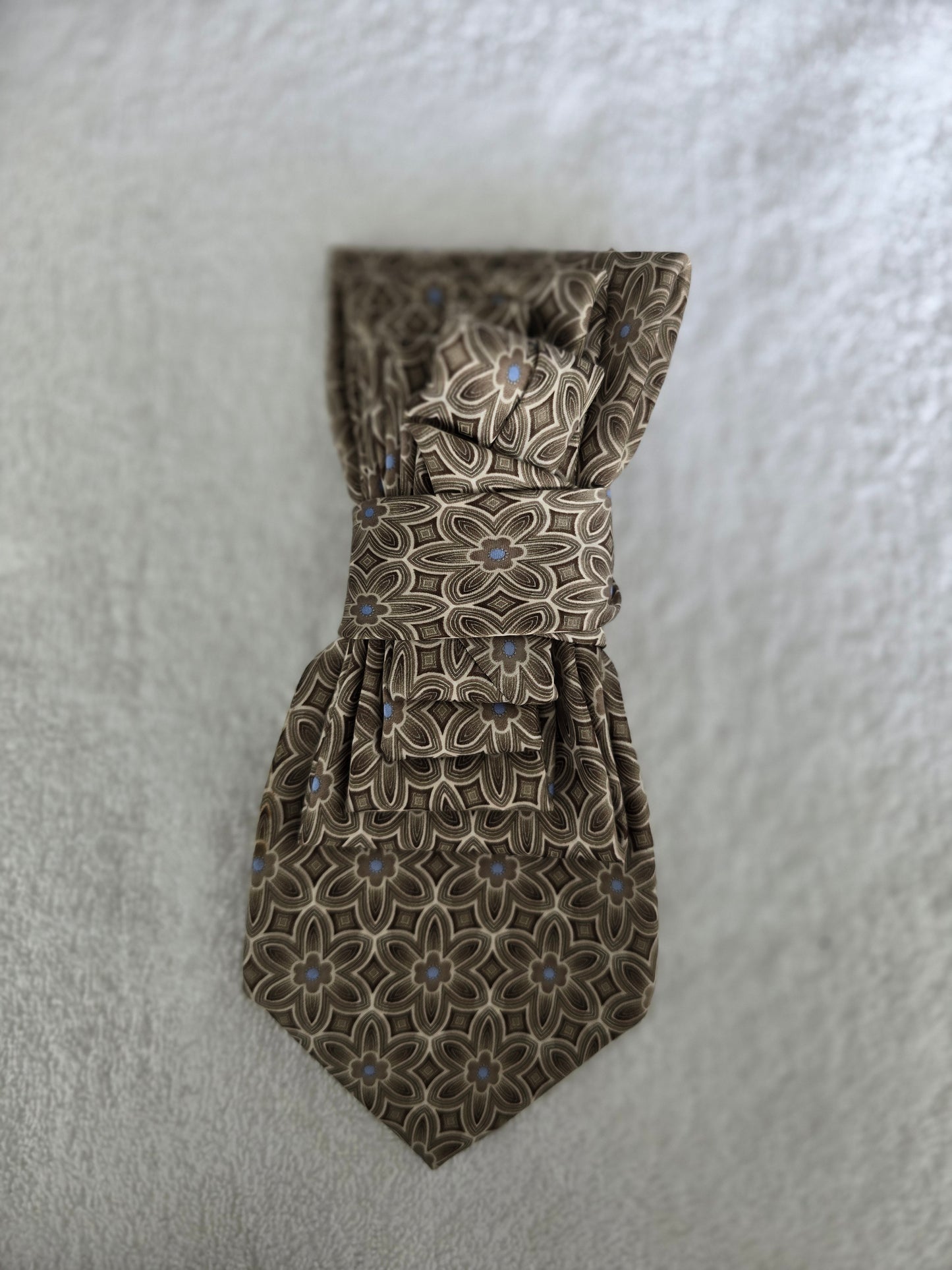 Tie Ladies Tannish Brown Flower Print with Blue Dot