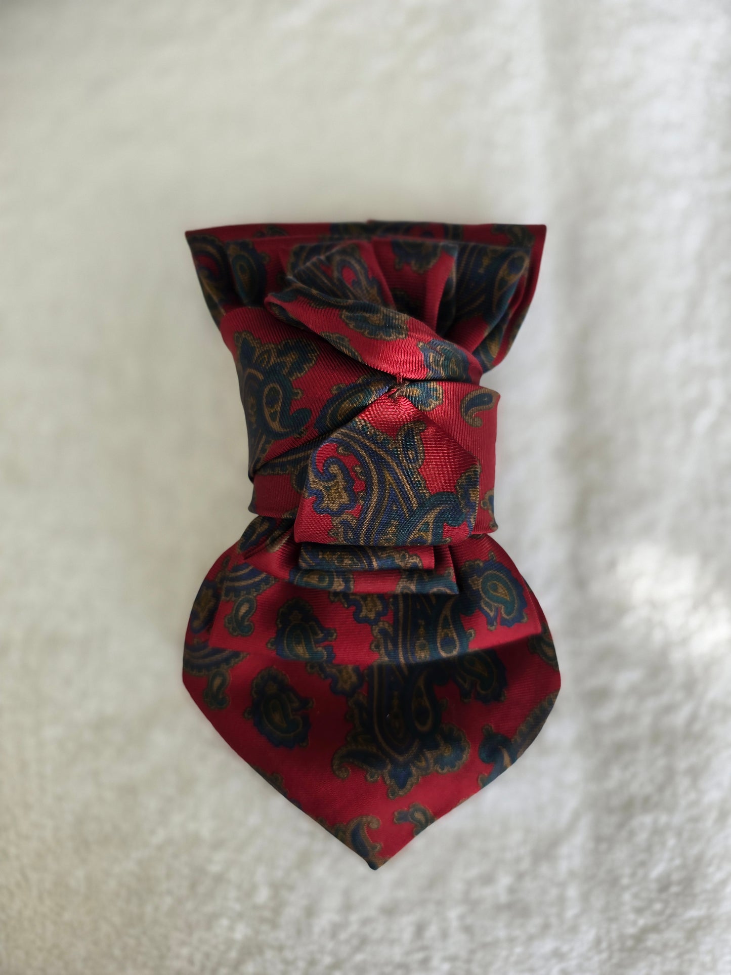 Tie Ladies Crimson Red Blue Paisley Print