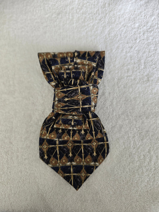 Tie Ladies Navy Brown Cream Rustic Vintage